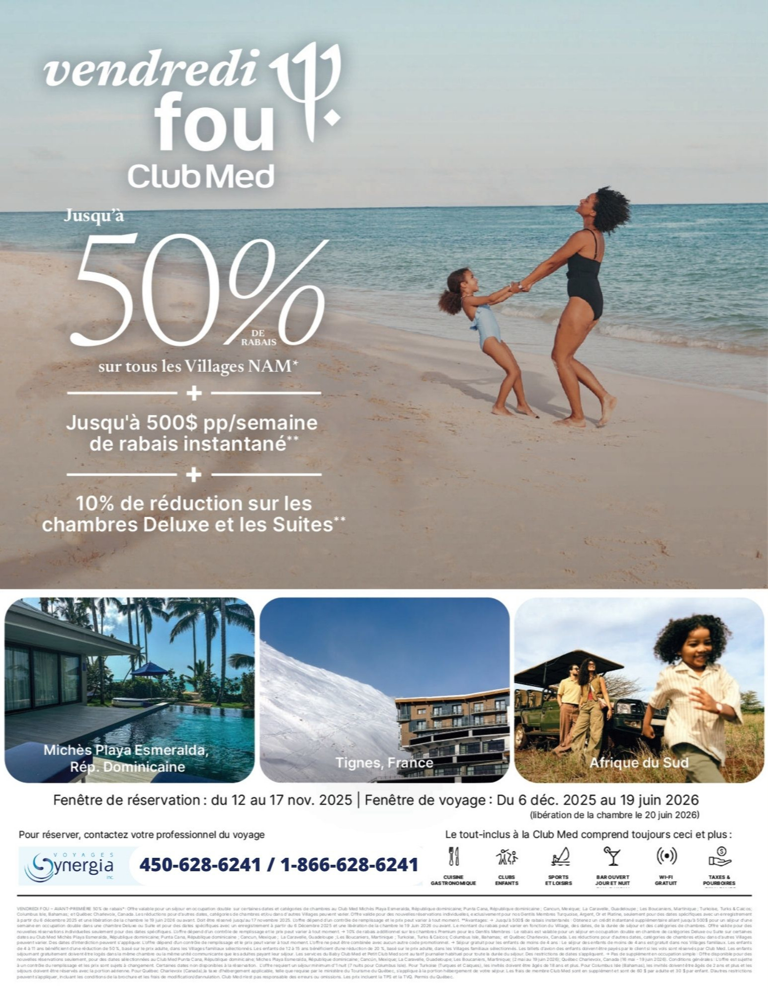 Promotions Club Med Pré-Vente Vendredi Fou 50% de rabais avec Voyages Aqua Terra Donnacona CLUB MED PROMOTION Flyer SECTION-0 FR