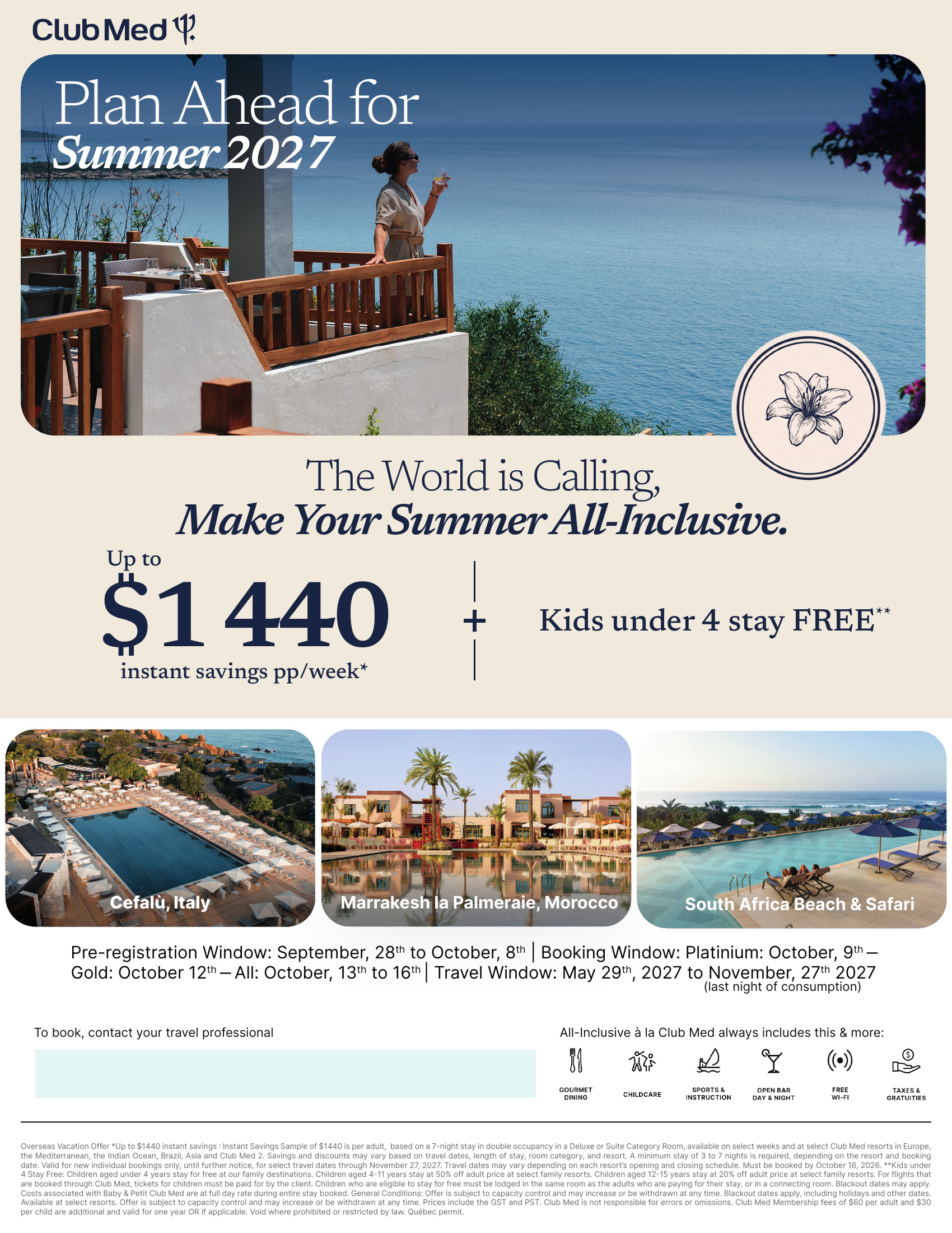 Club Med summer 2027: pre-registration September 28 to October 8, 2026, all-inclusive resorts in Cefalù, Marrakech and South Africa, with Voyages Aqua Terra Donnacona Club Med summer 2027: pre-registration September 28 to October 8, 2026, all-inclusive resorts in Cefalù, Marrakech and South Africa, with Voyages Aqua Terra Donnacona