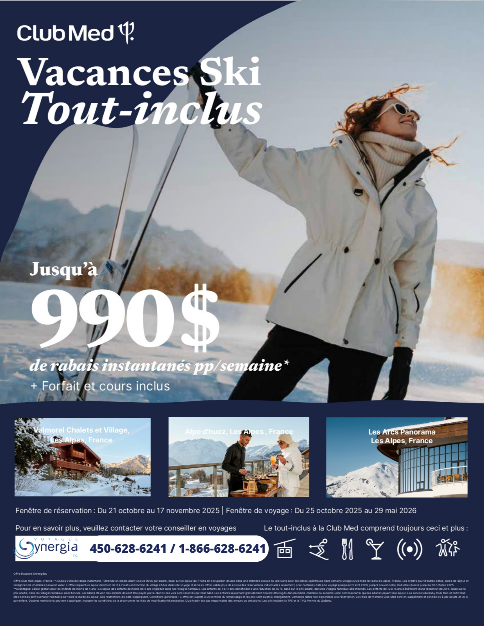 Promotions Club Med Offre Vacances Ski tout-inclus Jusqu'à 990$ de rabais avec Voyages Aqua Terra Donnacona CLUB MED PROMOTION Flyer SECTION-3 FR