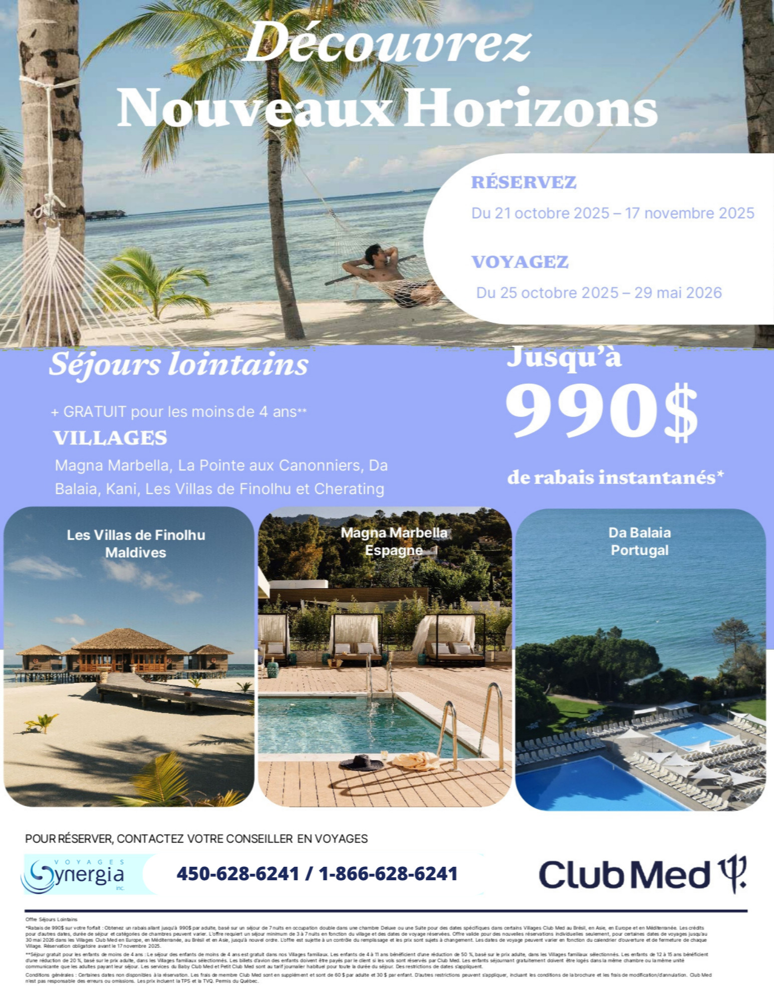 Promotions Club Med Offre Séjours Lointains Jusqu'à 990$ de rabais avec Voyages Aqua Terra Donnacona CLUB MED PROMOTION Flyer SECTION-3B FR
