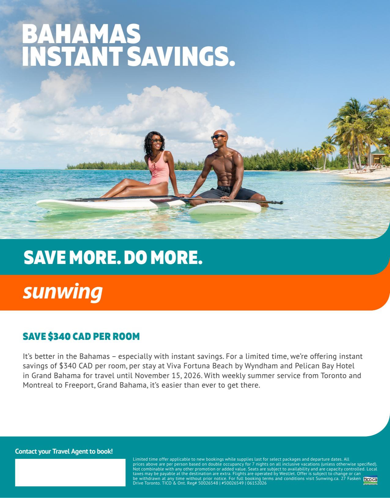 Sunwing Promotion Bahamas Instant Savings with Voyages AquaTerra Donnacona