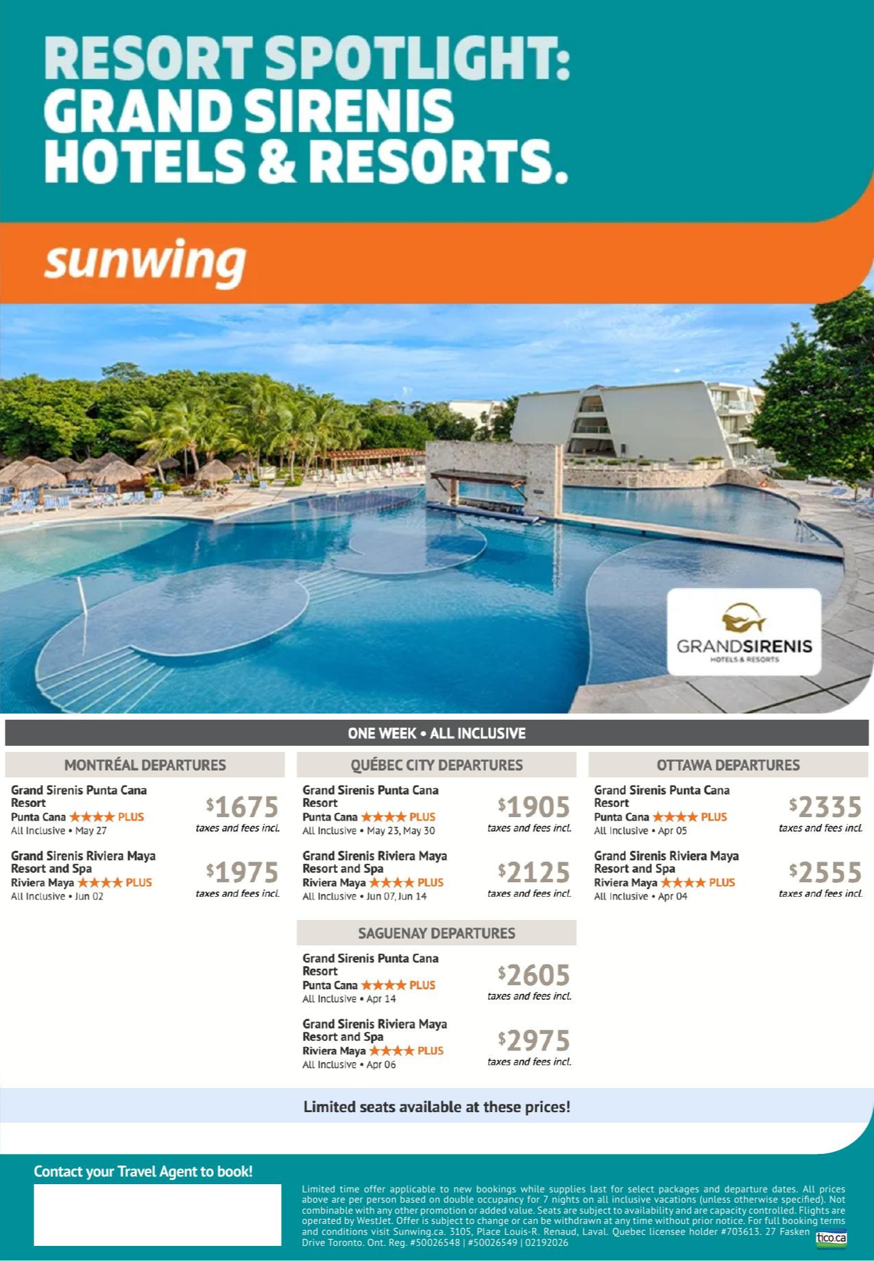 Sunwing Vacations Promotion Travel Tuesday with Voyages Aqua Terra Donnacona