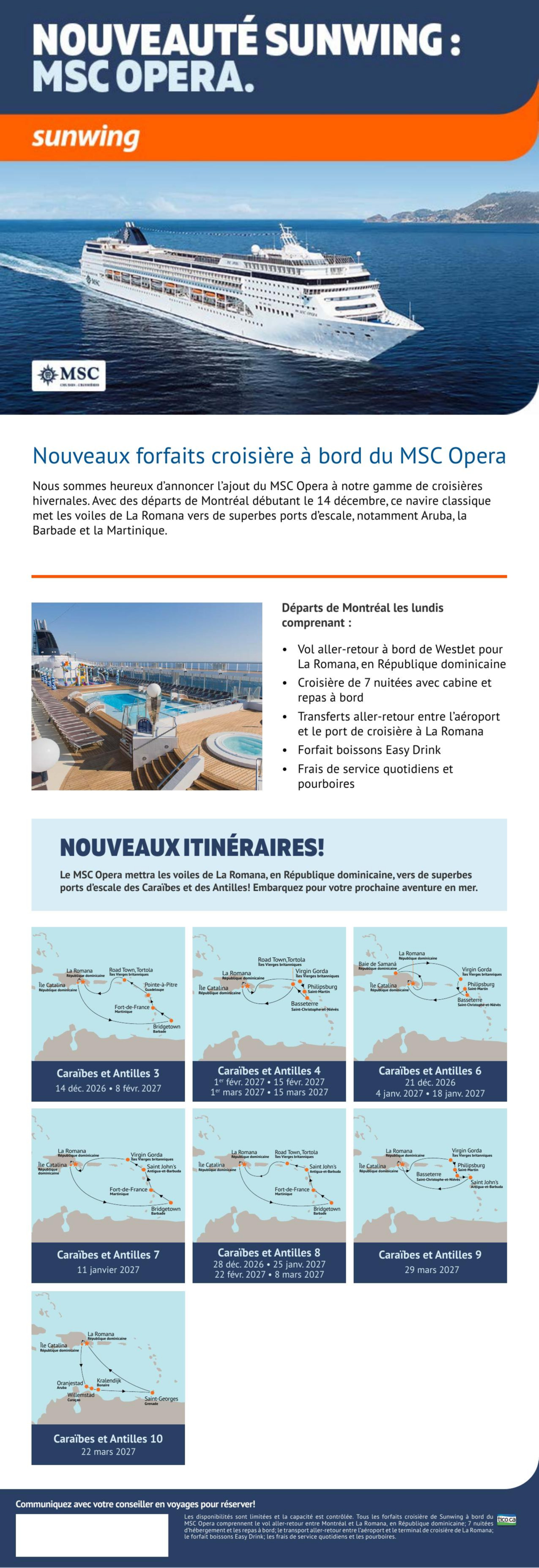 Sunwing News : MSC Opera with Voyages AquaTerra Donnacona