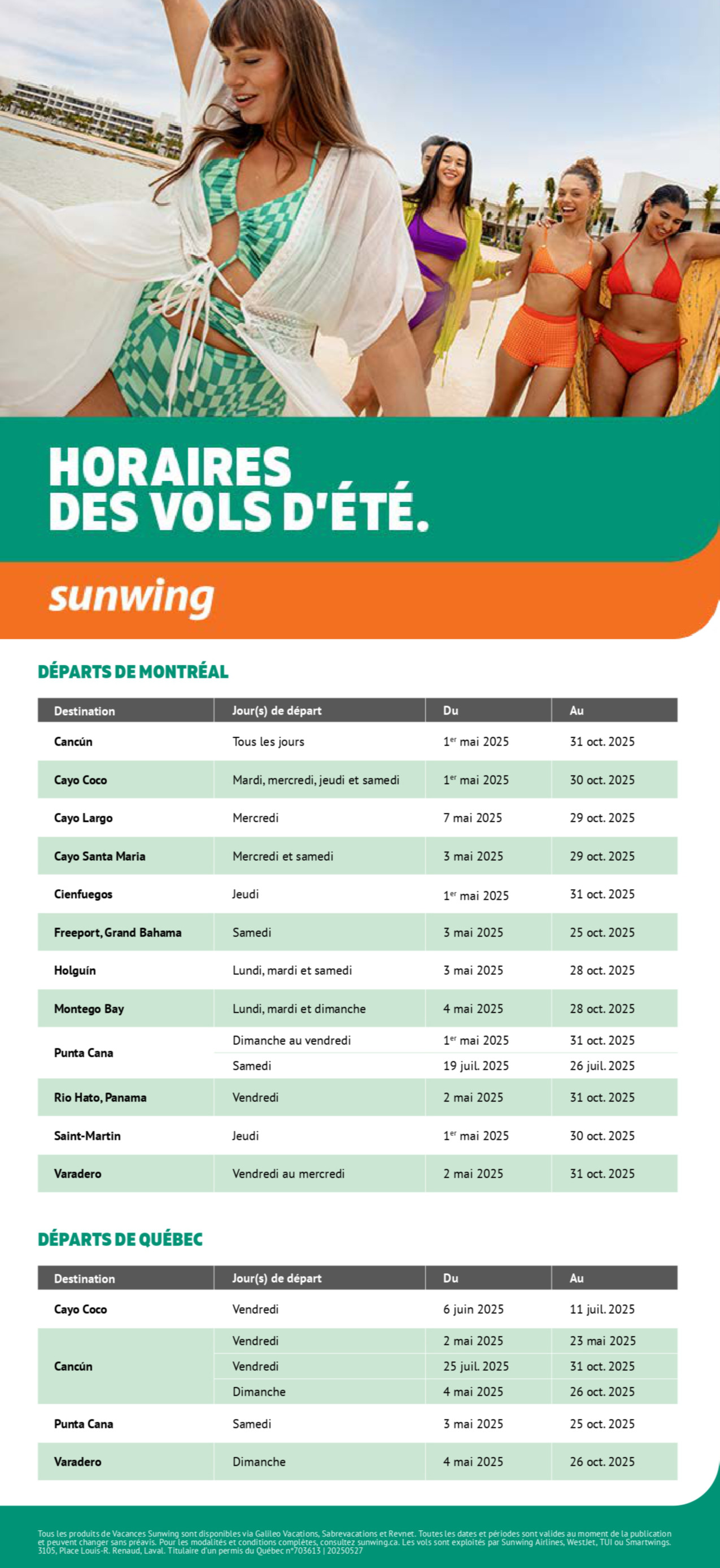 Horaires des vols d