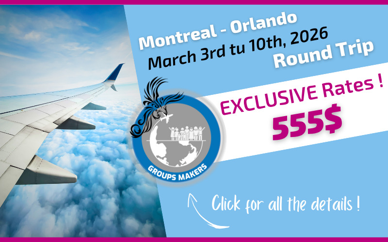 Exclusive rate Voyages Donnacona round-trip flight Montreal Orlando from March 3rd tu 10th, 2026